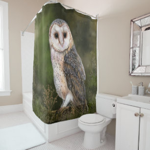 西バーンフクロウミグンド水絵画彩画 シャワーカーテン