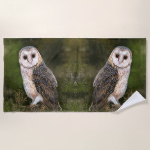 西バーンフクロウミグンド水絵画彩- ビーチタオル