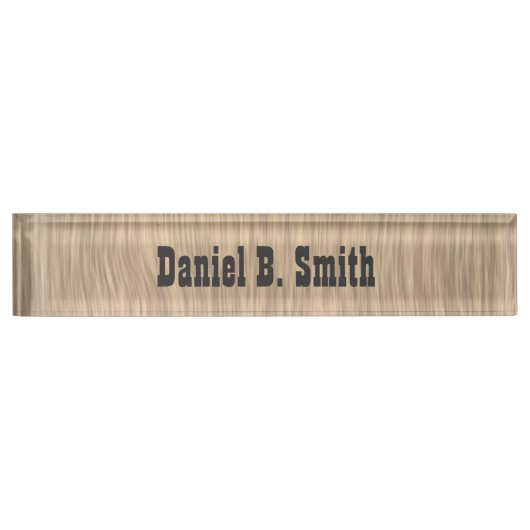 西パーソナライズされた洋色あせた木目ルック銘板 デスクネームプレート (正面)