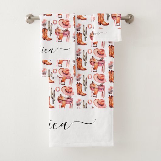 西ピンクオレンジ女性のカーボーイスクリプト名 バスタオルセット (インサイチュ)