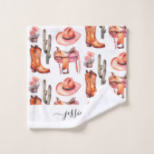 西ピンクオレンジ女性のカーボーイスクリプト名 バスタオルセット (ウォッシュタオル)