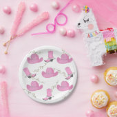 西ピンクカウボーイブーツ&ハット女性のカーボーイパーティー ペーパープレート (パーティー)