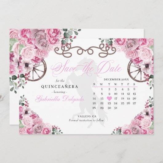 西ピンクチャロキンセアニラ日付を保存 招待状 (正面/裏面)