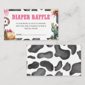 西ピンク女性のカーボーイベビーシャワーオムツラッフル エンクロージャーカード (正面/裏面)