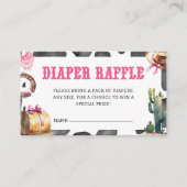 西ピンク女性のカーボーイベビーシャワーオムツラッフル エンクロージャーカード (正面)