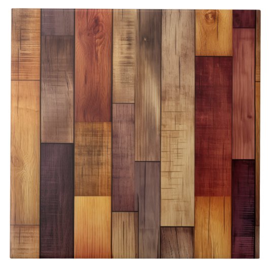 西フェイクの木模様 タイル (正面)