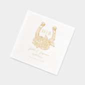 西フローラ蹄形カスタムウェディングモノグラム 箔ナプキン (左)