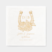 西フローラ蹄形カスタムウェディングモノグラム 箔ナプキン (正面)