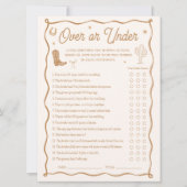 西ブライダルシャワーのゲームカード上またはゲームカード下 招待状 (正面)