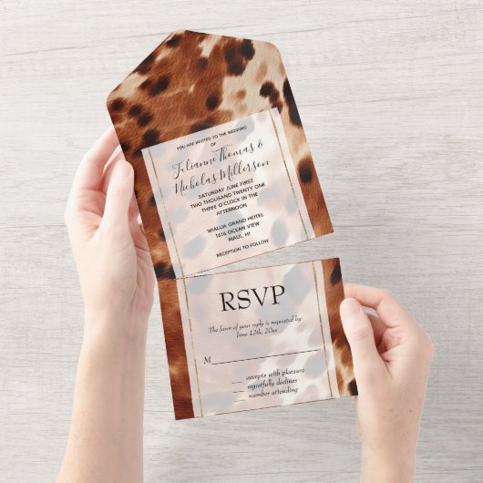 西ブラウンクリームカウボーイコウィド オールインワン招待状 (貼ってはがせる)