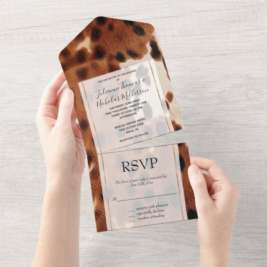 西ブラウンブラックカウボーイコウィド オールインワン招待状 (貼ってはがせる)