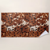 西ブラウンブラックカウボーイコウィド ビーチタオル (正面)