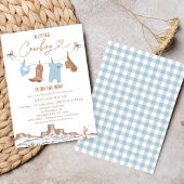 西ブルークロザライン小さなカウボーイ赤ちゃんシャワー 招待状