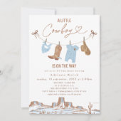 西ブルークロザライン小さなカウボーイ赤ちゃんシャワー 招待状 (正面)