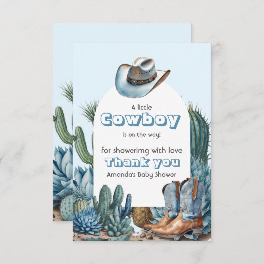 西ブルースモールカウボーイロデオボーイベビーシャワー サンキューカード (正面/裏面)