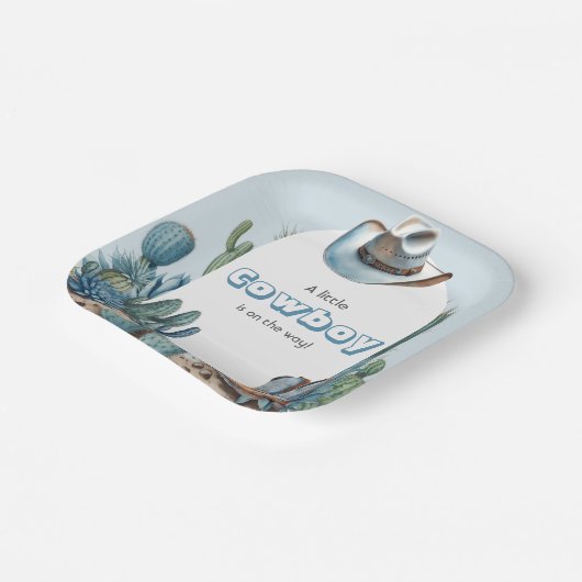 西ブルースモールカウボーイロデオボーイベビーシャワー ペーパープレート (傾斜あり)