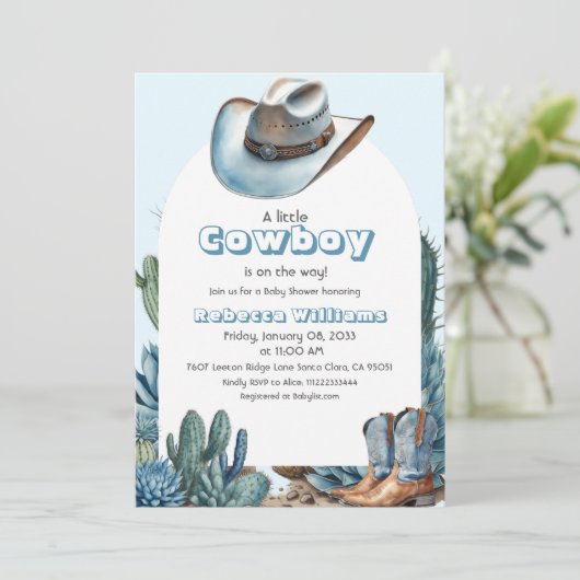 西ブルースモールカウボーイロデオボーイベビーシャワー 招待状 (スタンド正面)