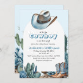 西ブルースモールカウボーイロデオボーイベビーシャワー 招待状 (正面/裏面)