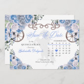 西ブルーチャロキンセニェラ日付を保存 招待状 (正面/裏面)