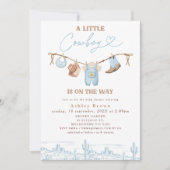 西ブルーブラウンクロザーラインカウボーイベビーシャワー 招待状 (正面)