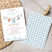 西ブルーブラウンクロザーラインカウボーイベビーシャワー 招待状