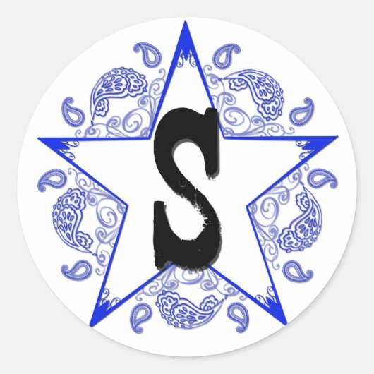 西ブルー「S」モノグラムステッカー ラウンドシール (正面)