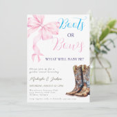 西ブーツまたは弓ブルーピンクジェンダーの表示 招待状 (スタンド正面)