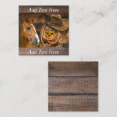 西ホースカウボーイハットラッソーひまわり花 スクエア名刺 (正面/裏面)