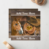 西ホースカウボーイハットラッソーひまわり花 ノートカード (正面/裏面インサイチュ)