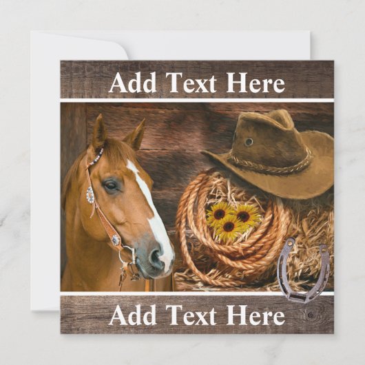 西ホースカウボーイハットラッソーひまわり花 ノートカード (正面)