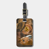 西ホースカウボーイハットラッソーひまわり花 ラゲッジタグ (正面縦)