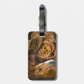 西ホースカウボーイハットラッソーひまわり花 ラゲッジタグ (裏面縦)