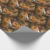 西ホースカウボーイハットラッソーひまわり花 ラッピングペーパー (角)