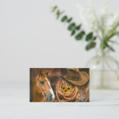 西ホースカウボーイハットラッソーひまわり花 名刺 (スタンド正面)