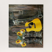 西ホースカウボーイブーツギターサンフラワー ジグソーパズル (縦)