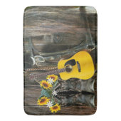 西ホースカウボーイブーツギターサンフラワー バスマット (正面縦)