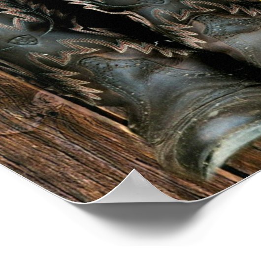 西ホースカウボーイブーツギターサンフラワー ポスター (角)