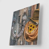 西ホースシューカウボーイハットラッソー角壁色 スクエア壁時計 (傾斜)