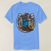 西ホースシューカウボーイブーツハットロープサンフラワー Tシャツ (デザイン正面)
