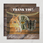 西ホース馬蹄車の車カウボーイブーツ サンキューカード (正面/裏面)