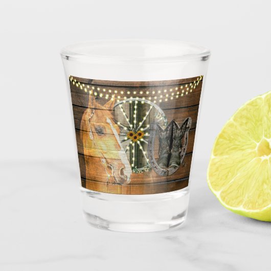 西ホース馬蹄車の車カウボーイブーツ ショットグラス (正面)