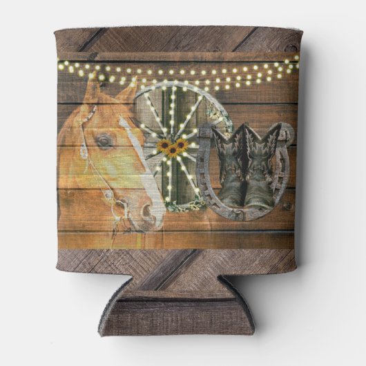 西ホース馬蹄車の車カウボーイブーツ 缶クーラー (正面)