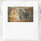 西ホース馬蹄車の車カウボーイブーツ 長方形シール (バッグ)