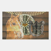 西ホース馬蹄車の車カウボーイブーツ 長方形シール (正面)