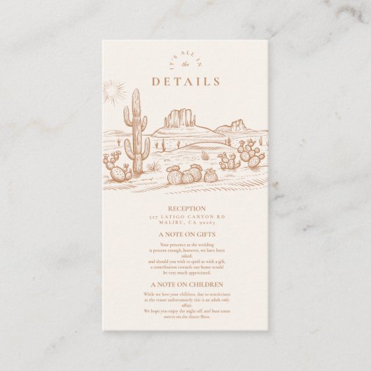 西ボホカクタスデザートランドスケープ結婚ズ エンクロージャーカード (正面)