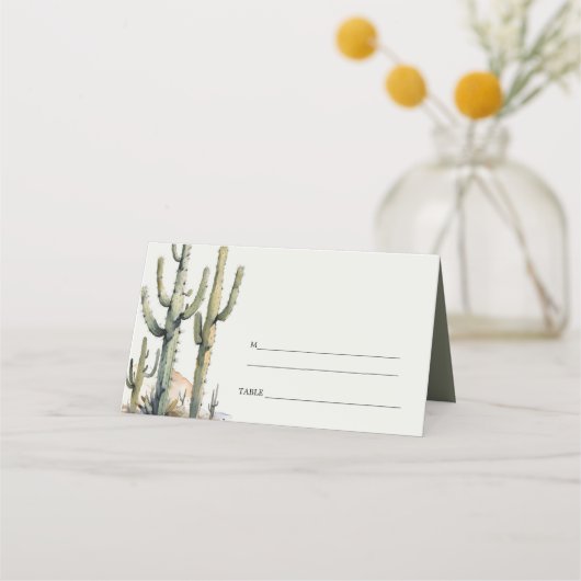 西ボホカクタスデザートランドスケープ結婚ズ プレイスカード (裏面)