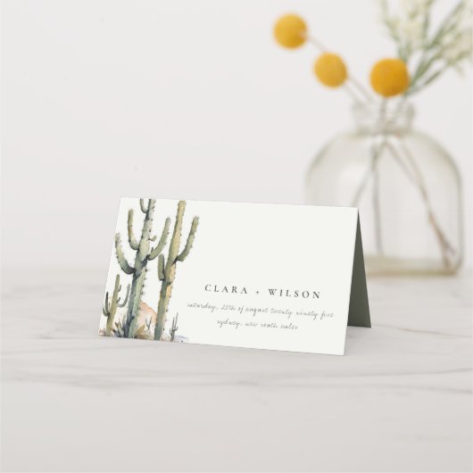 西ボホカクタスデザートランドスケープ結婚ズ プレイスカード (正面)