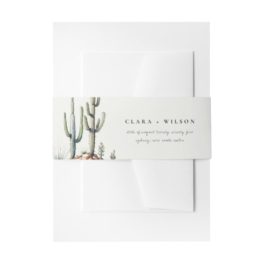 西ボホカクタスデザートランドスケープ結婚ズ 招待状ベリーバンド (正面例)