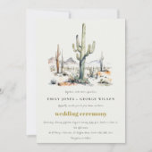 西ボホカクタスデザートランドスケープ結婚ズ 招待状 (正面)