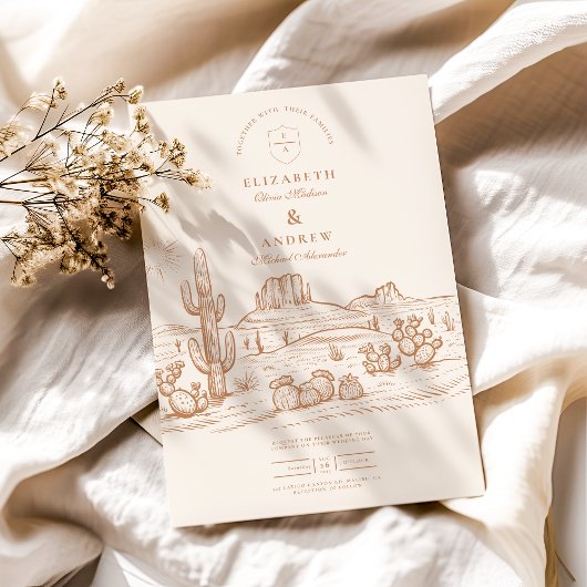 西ボホカクタスデザートランドスケープ結婚ズ 招待状